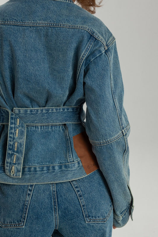 Denim Jacket with Adjustable Back Waist
