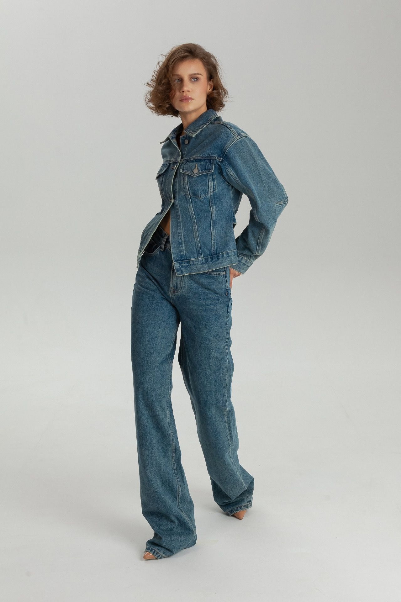 Denim Jacket with Adjustable Back Waist