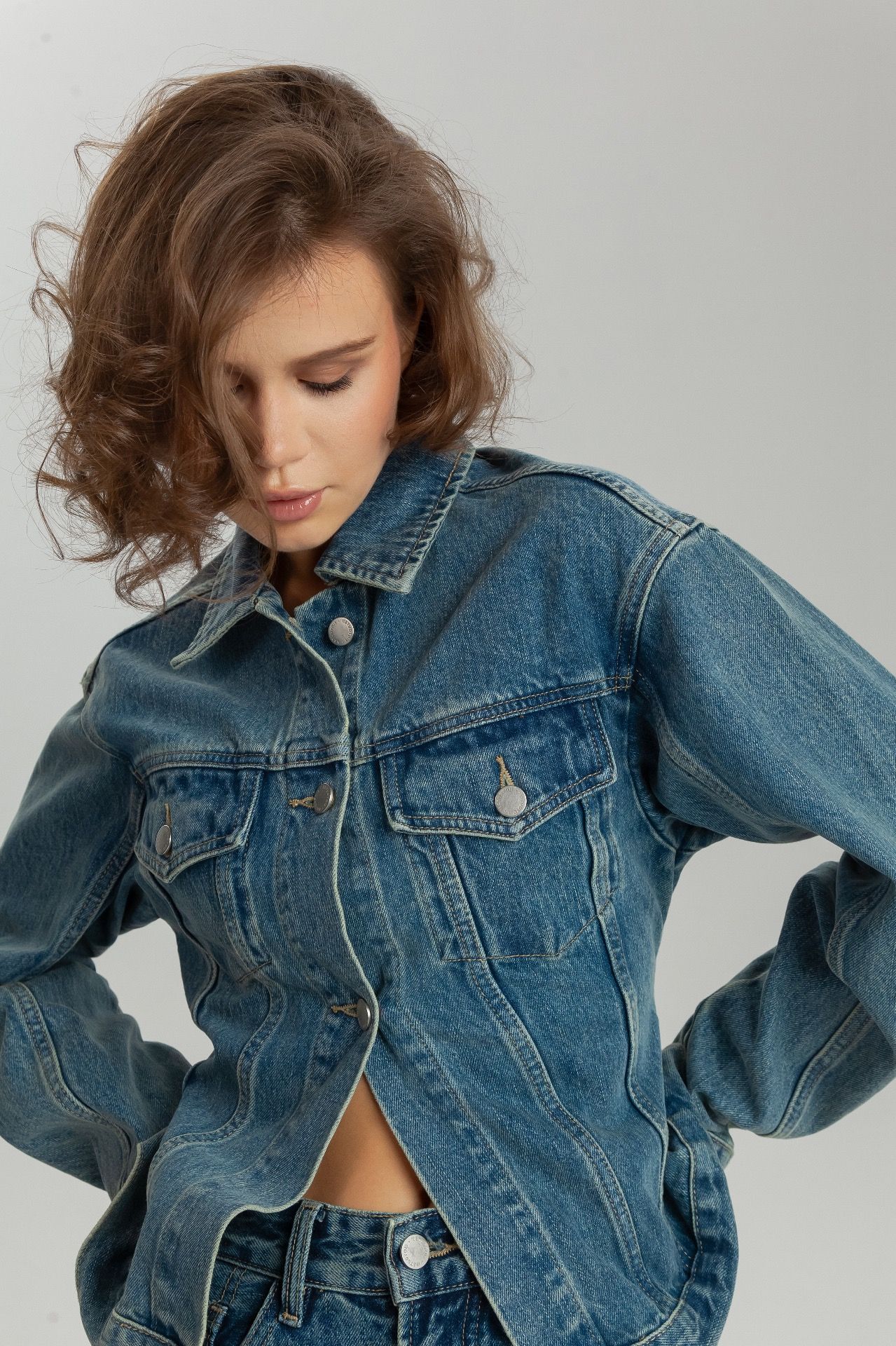 Denim Jacket with Adjustable Back Waist