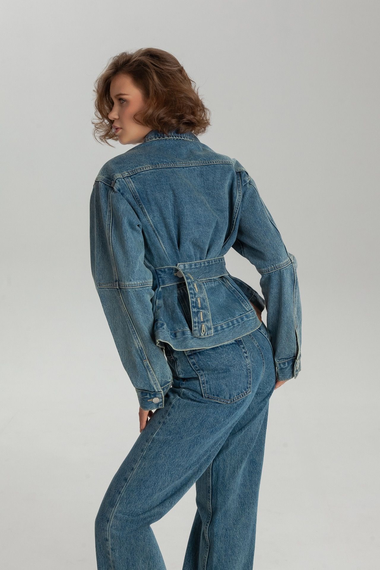 Denim Jacket with Adjustable Back Waist
