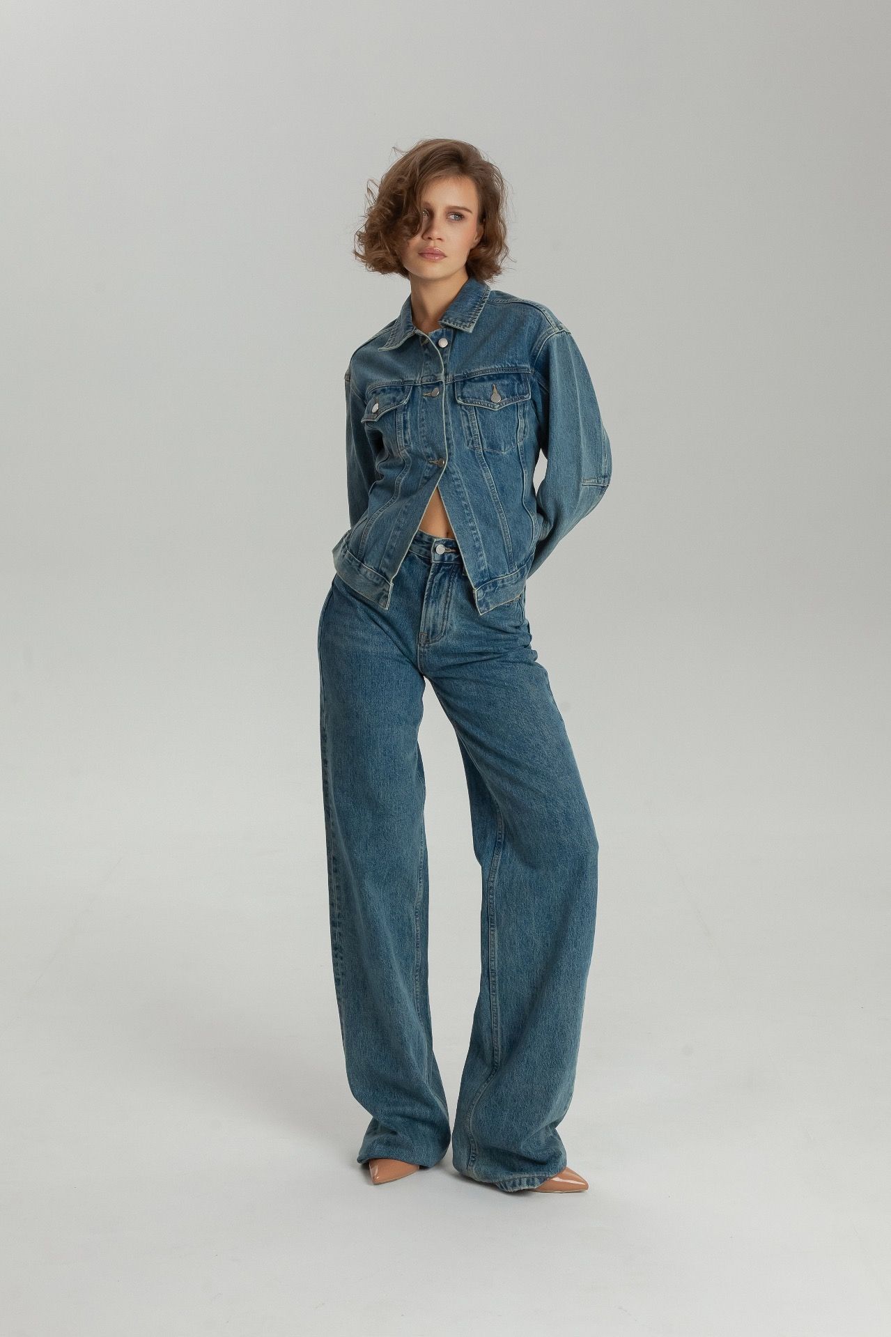 Denim Jacket with Adjustable Back Waist