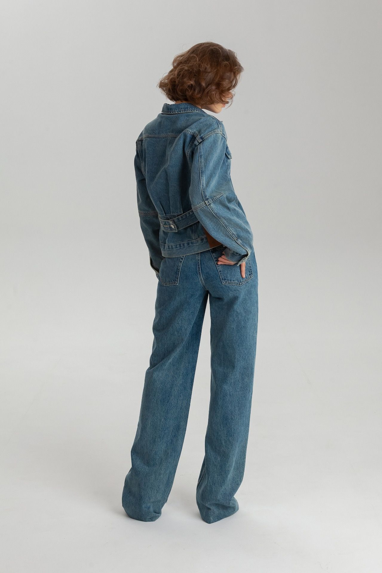 Denim Jacket with Adjustable Back Waist